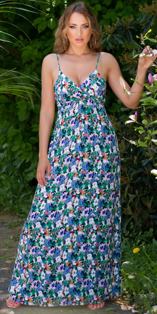 Trendy zomer maxi jurk met print groen